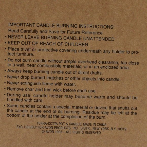 Avon Naturals Small Terra-Cotta Pot or Candle Holder with One Raspberry Candle - Picture 6 of 9